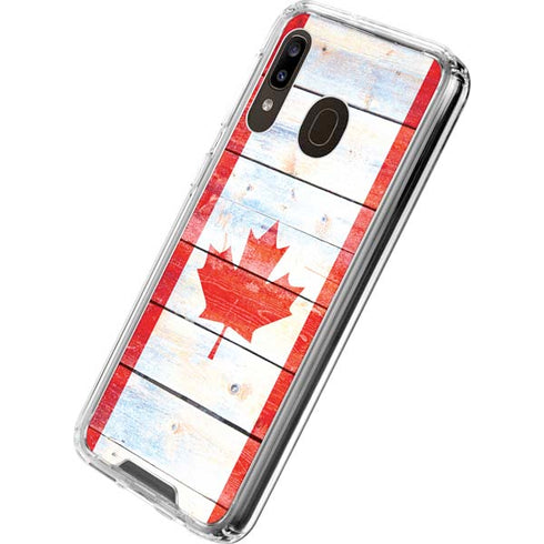 Canada Flag Light Wood Galaxy A30 Clear Case